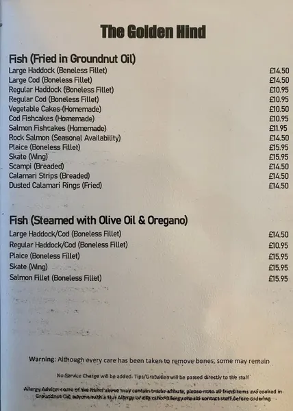 menu 0 of The Golden Hind