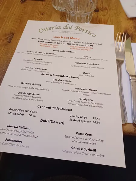 menu 1 of Osteria Del Portico