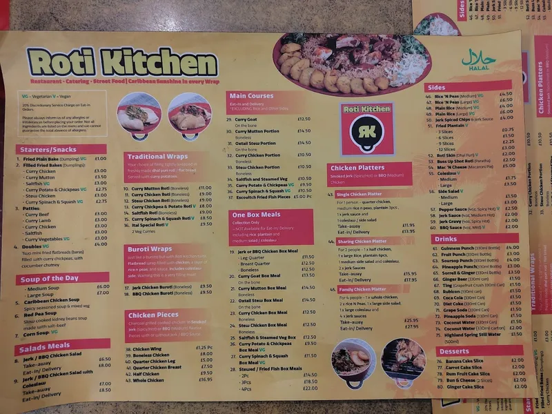 menu 1 of Roti Kitchen - Caribbean Restaurant - Halal