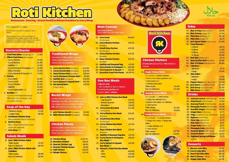 menu 0 of Roti Kitchen - Caribbean Restaurant - Halal