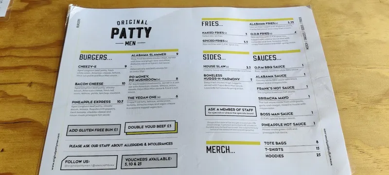 menu 0 of Original Patty Men