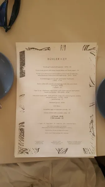 menu 2 of Buhler and Co (Brunch/Lunch/Coffee shop)