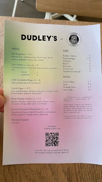 menu 0 of Dudley's