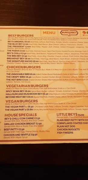 menu 2 of BurgerBey