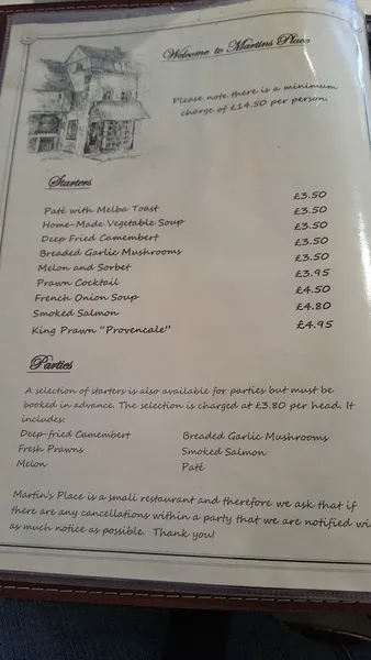 menu 0 of Martin's Place