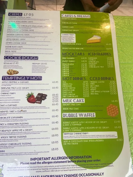 menu 1 of SIP & WAFFLE