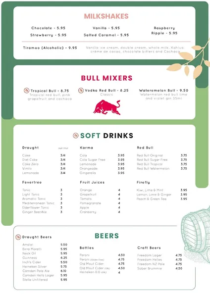 menu 2 of The Rolling Mill