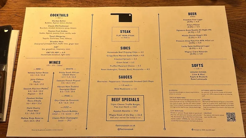 menu 1 of Flat Iron Kensington