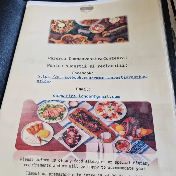 menu 1 of Restaurant Carpatica