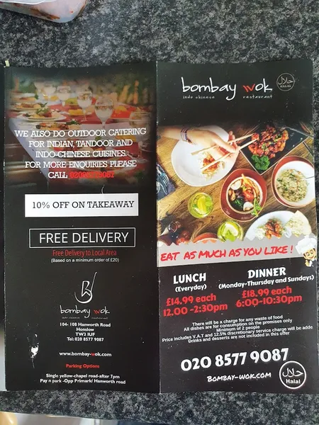 menu 2 of Bombay Wok