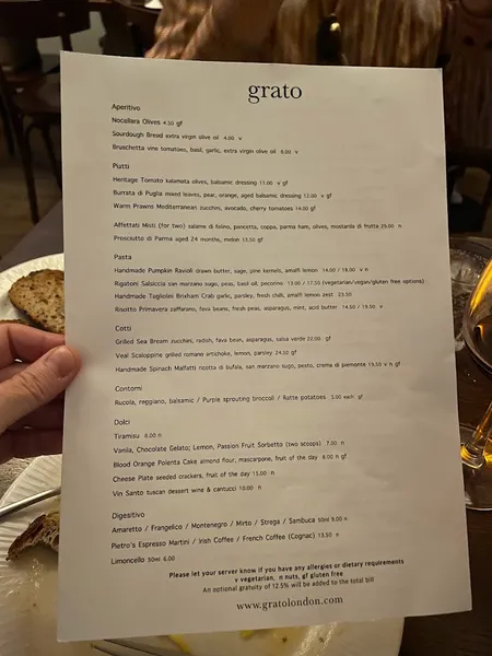 menu 0 of Grato