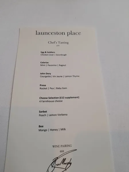 menu 1 of Launceston Place