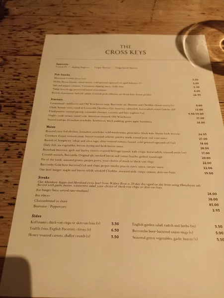 menu 0 of The Cross Keys