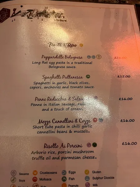 menu 1 of La Delizia 1986