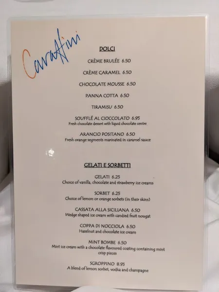 menu 2 of Caraffini