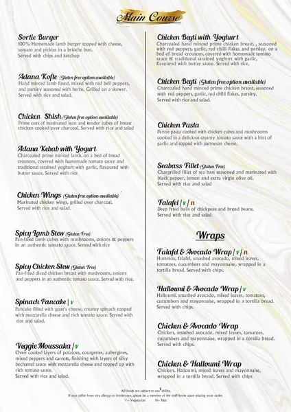 menu 1 of Sortie Grill & Bar