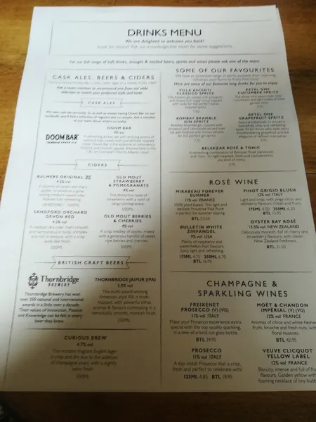 menu 0 of The White Horse