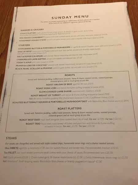 menu 2 of The White Horse