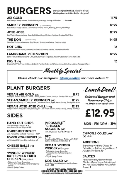 menu 0 of Patty&Bun-Richmond Road