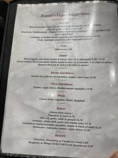 menu 0 of Bagatti's Italian