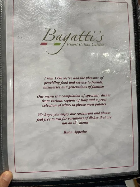 menu 1 of Bagatti's Italian