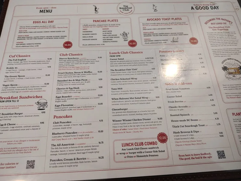 menu 2 of The Breakfast Club Croydon