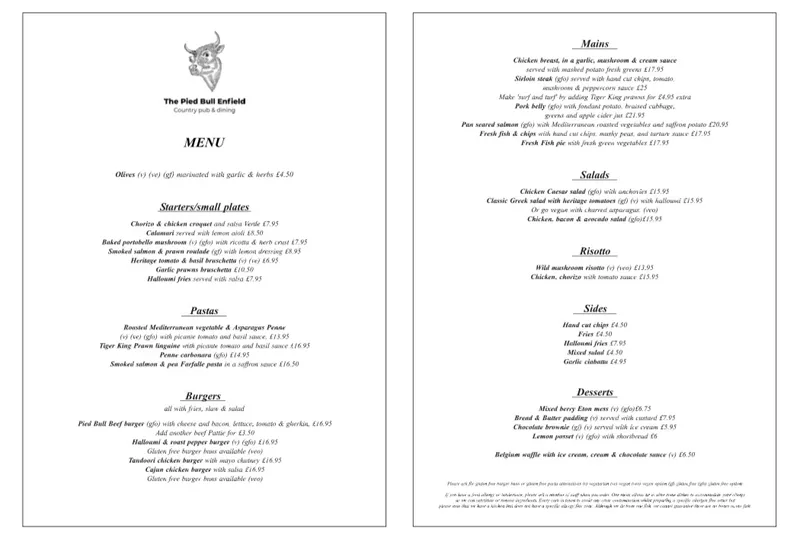 menu 0 of Pied Bull Enfield