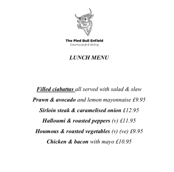 menu 1 of Pied Bull Enfield