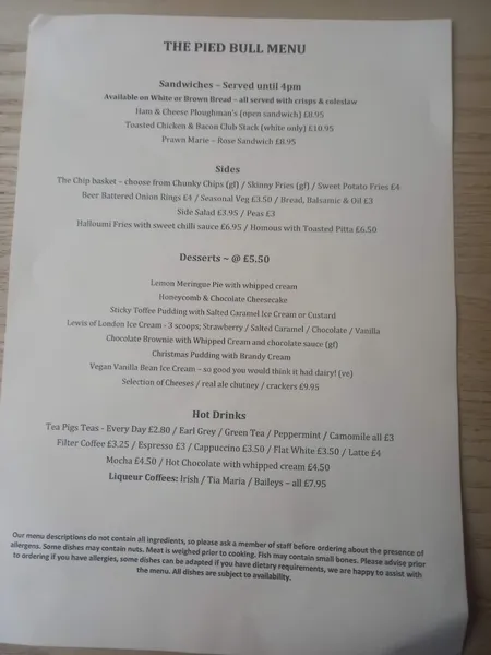 menu 2 of Pied Bull Enfield