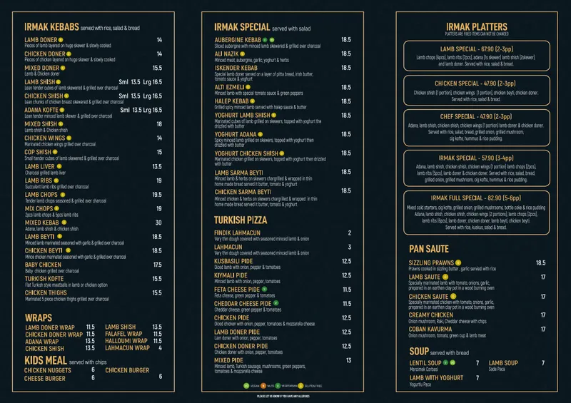 menu 0 of Irmak Restaurant