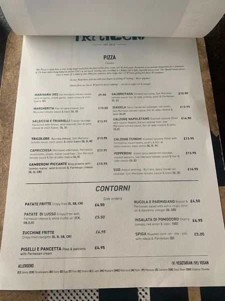 menu 1 of Tre Ciccio