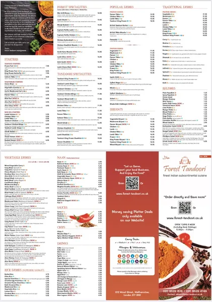 menu 0 of Forest Tandoori Walthamstow