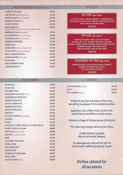 menu 2 of Vujon (Croydon)