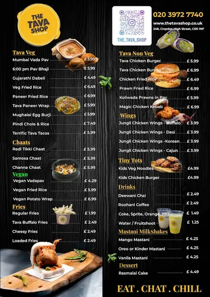 menu 0 of The Tava Shop Croydon