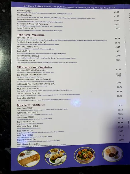 menu 2 of Chennai Dosa Croydon