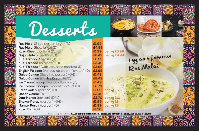 menu 1 of Taste of Pakistan