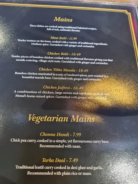 menu 0 of Monal Dining