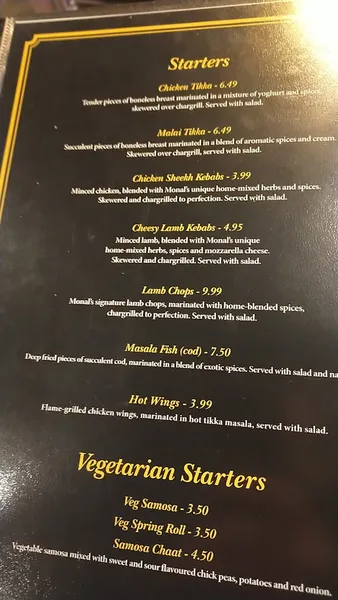 menu 1 of Monal Dining