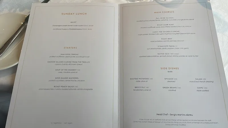 menu 0 of The Petersham Restaurant