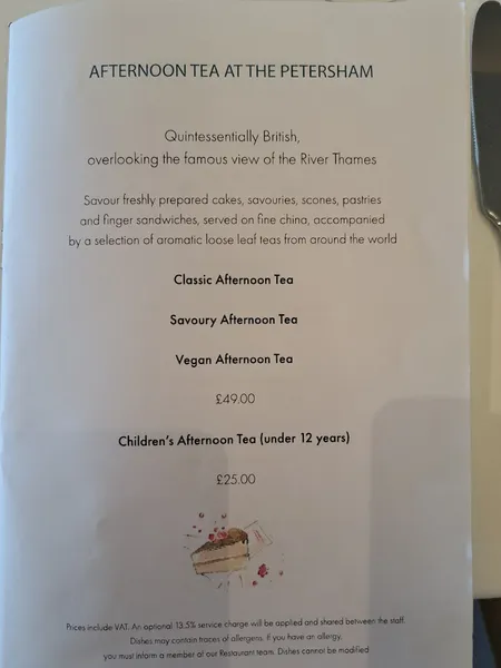 menu 1 of The Petersham Restaurant