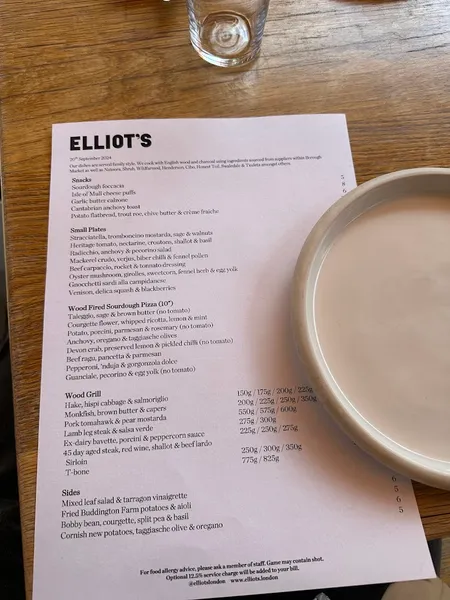 menu 0 of Elliot’s - Hackney