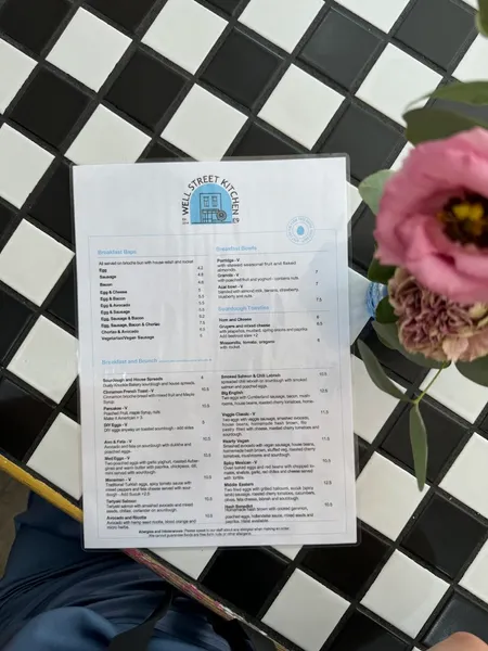 menu 2 of Well Street Kitchen London