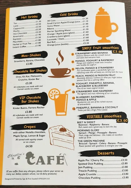 menu 0 of Chaplin’s Café