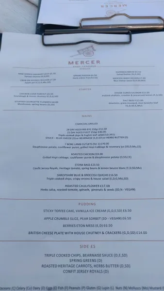 menu 1 of Mercer Roof Terrace