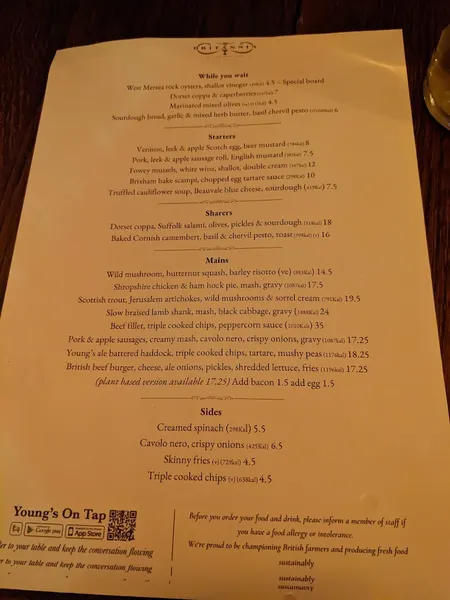 menu 2 of The Britannia