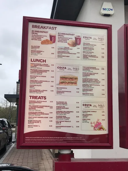 menu 0 of Costa Coffee