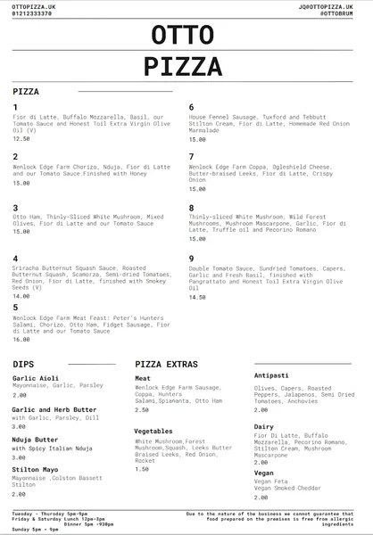 menu 0 of Otto Pizza