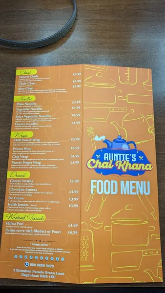 menu 2 of Auntie's Chai Khana