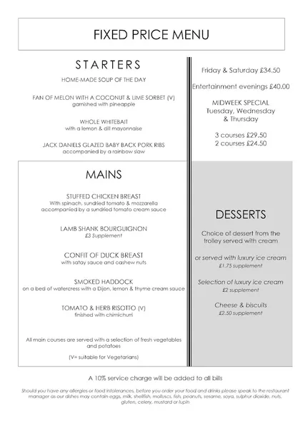 menu 1 of The Cranleigh