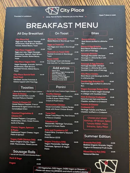 menu 1 of City Place